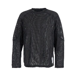FuzzFleece AD Long Tee with Round Neck in Black Fabric for Women