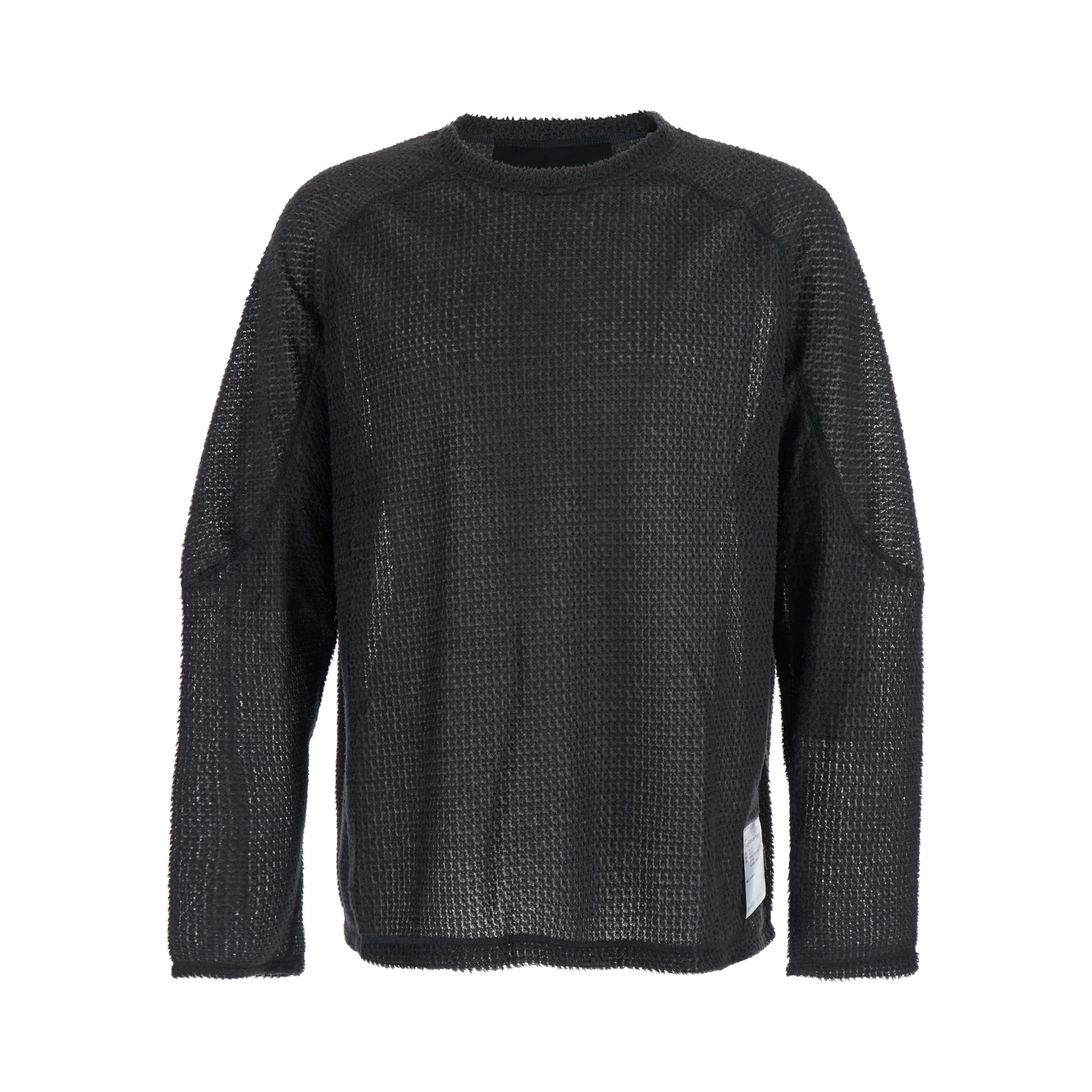 FuzzFleece AD Long Tee with Round Neck in Black Fabric for Women