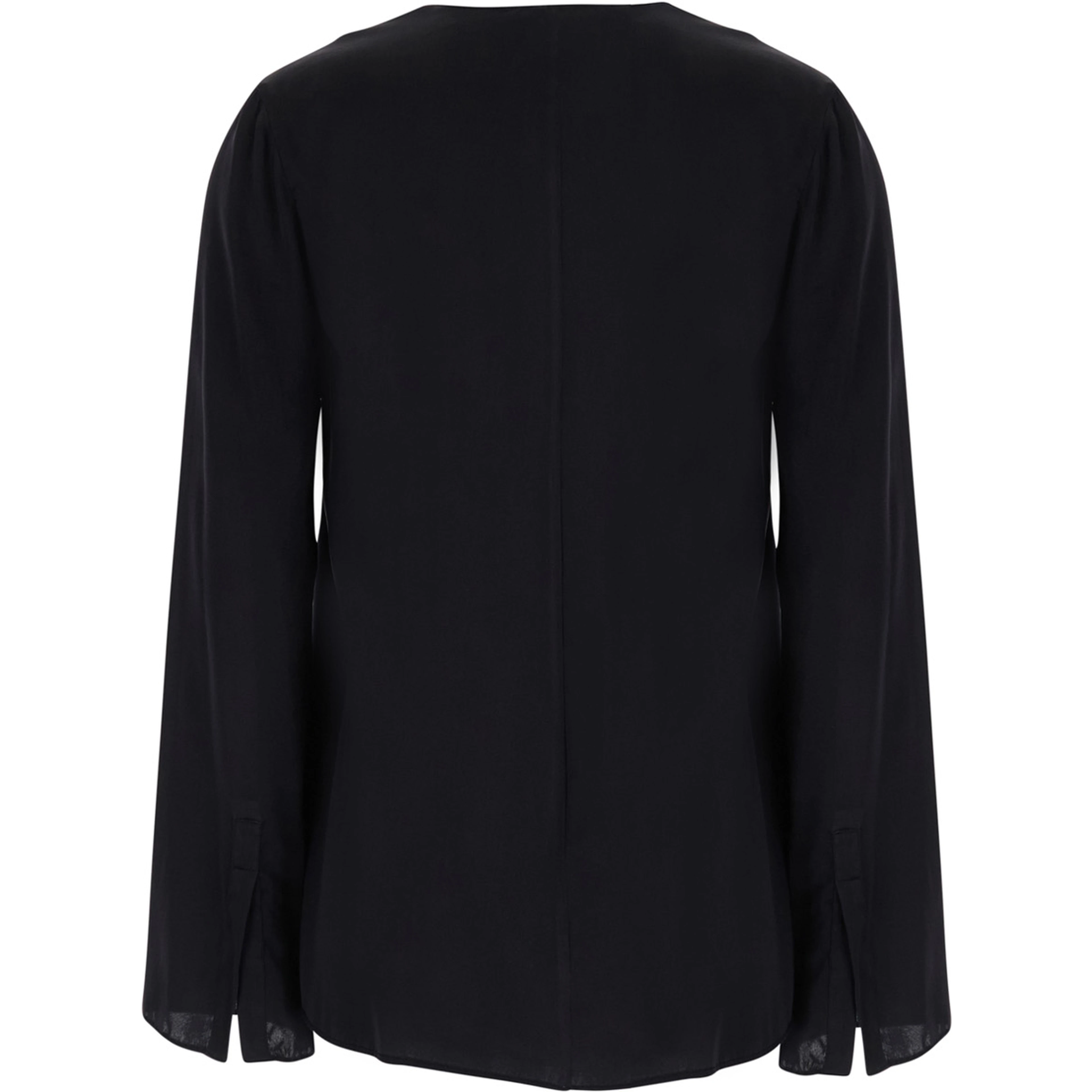 Black V-Neck Top in Silk for Women