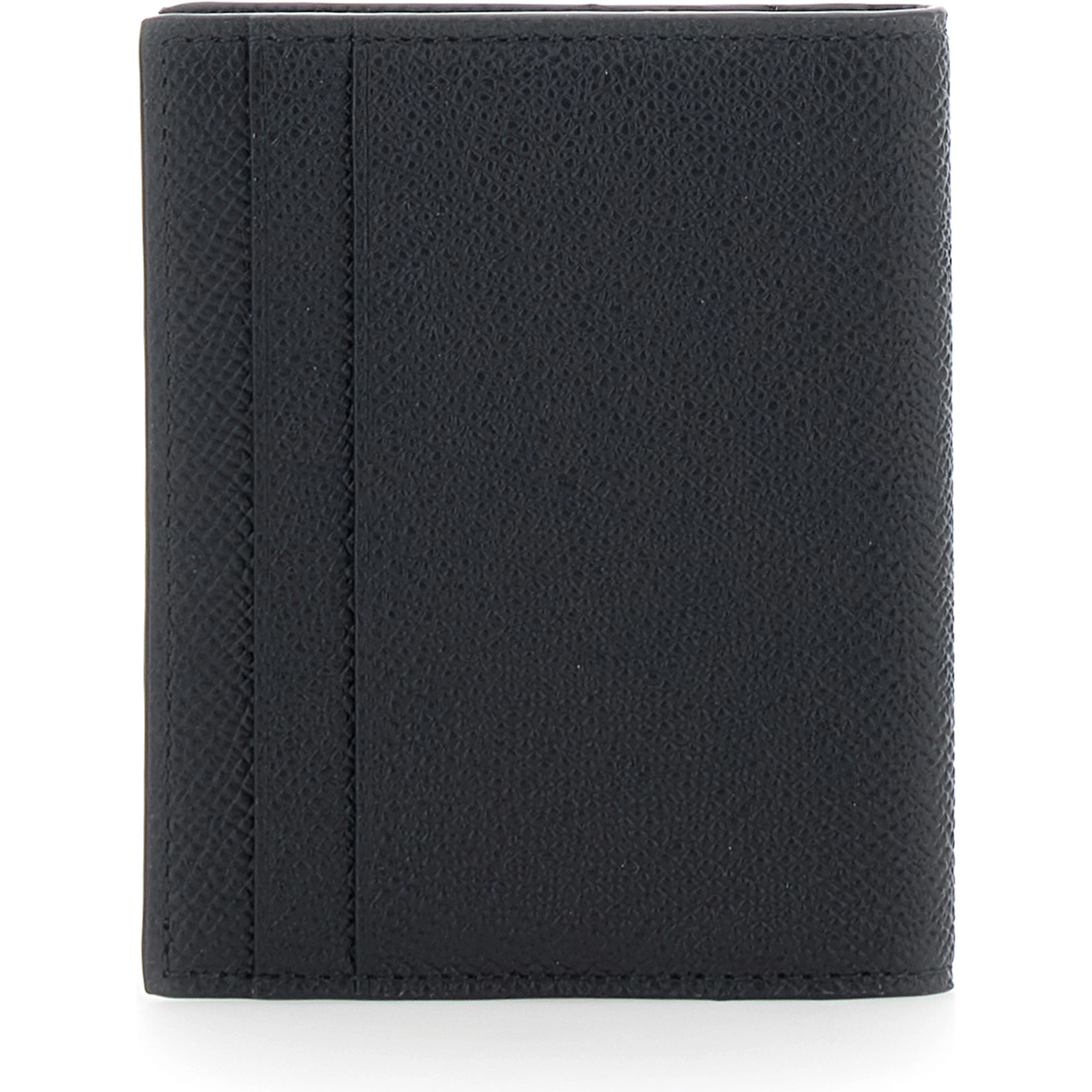 Micro Gancini Black Card holder Bi-Fold with Logo in Grained Leather Men