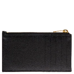 Card holder Cassandre with Zip and Crocodile-embossed Leather Logo Black Woman