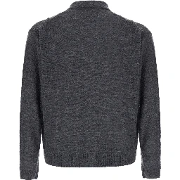 INSIDE OUT ARGYLE COLLAR CARDIGAN with notched revers and long sleeves in acrylic nylon wool and alpaca gray unisex