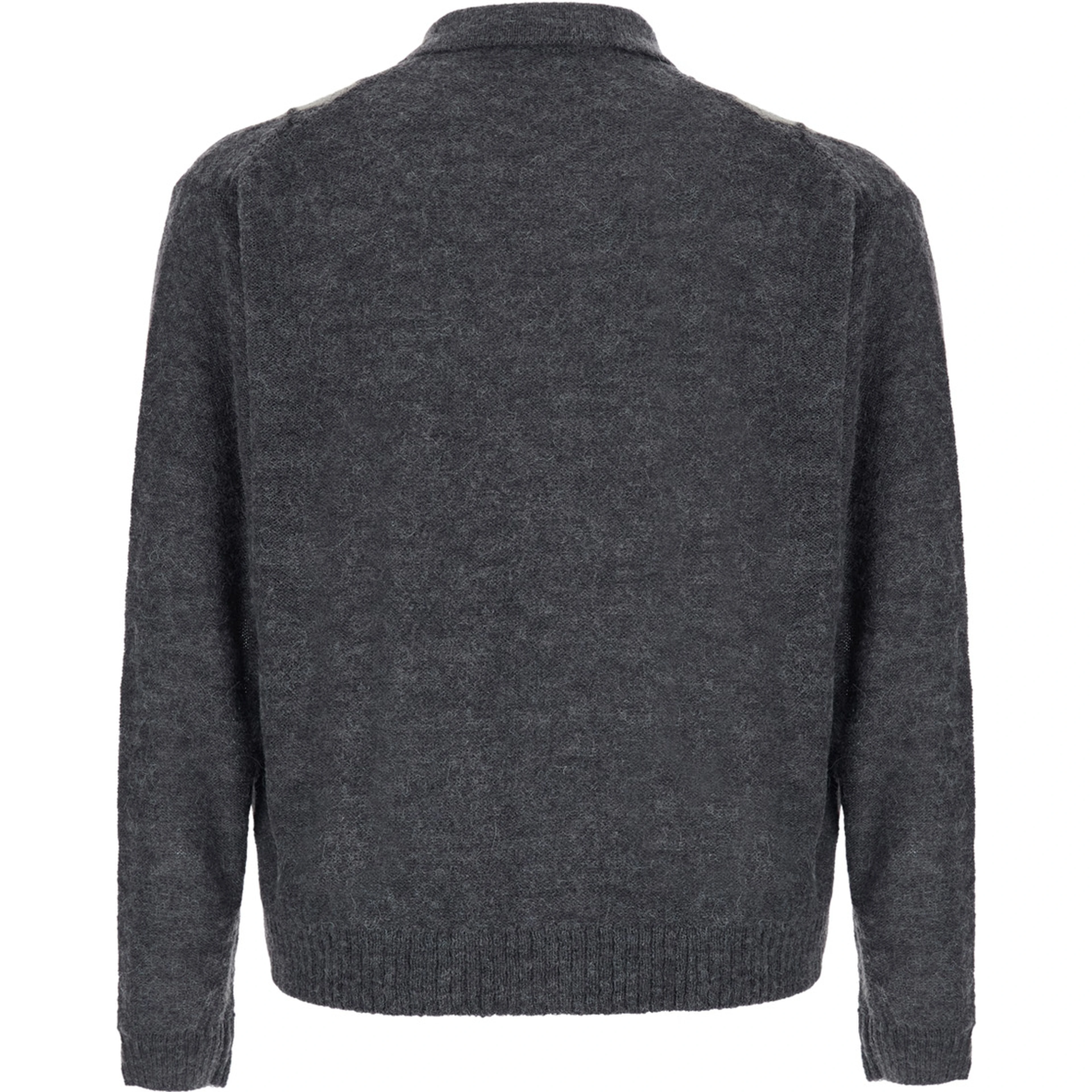 INSIDE OUT ARGYLE COLLAR CARDIGAN with notched revers and long sleeves in acrylic nylon wool and alpaca gray unisex
