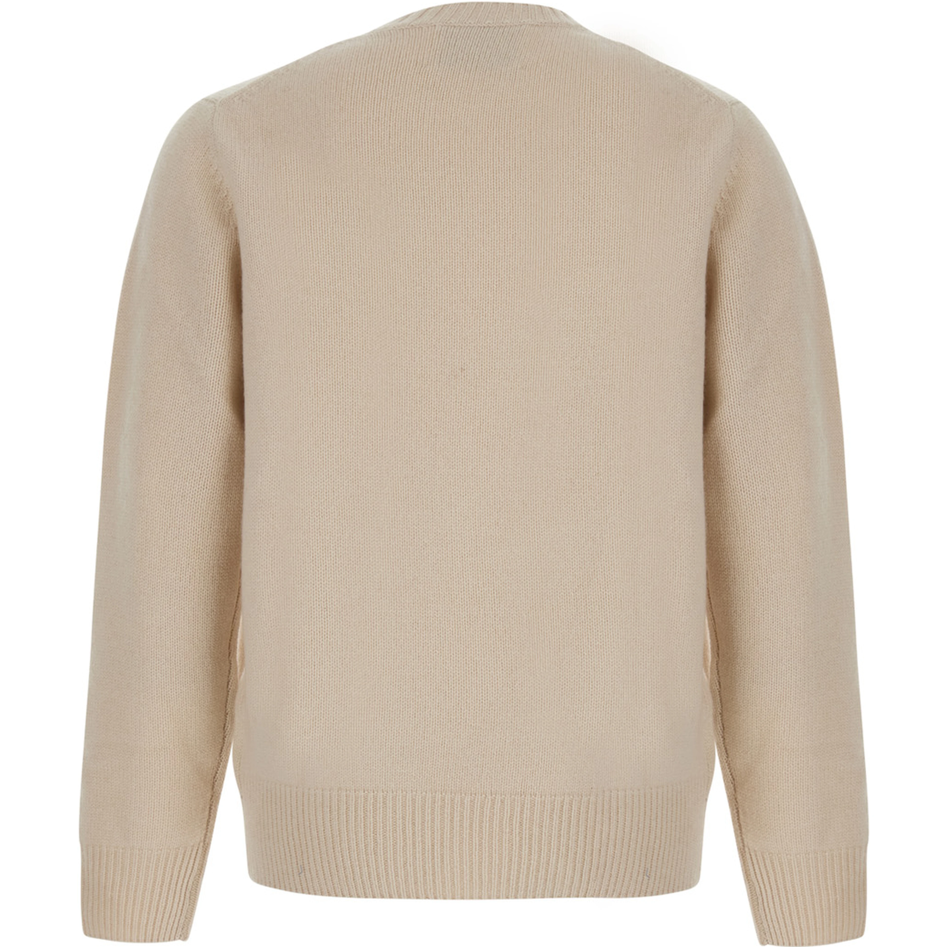 Cream white Crew Neck Sweater with Long Sleeves in Cashmere for Women