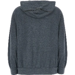 Gray Hooded Sweatshirt in Blend Cotton for Women