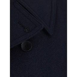 San Francisco Blue Double-Breasted Coat with Notched Revers in Wool Blend for Men