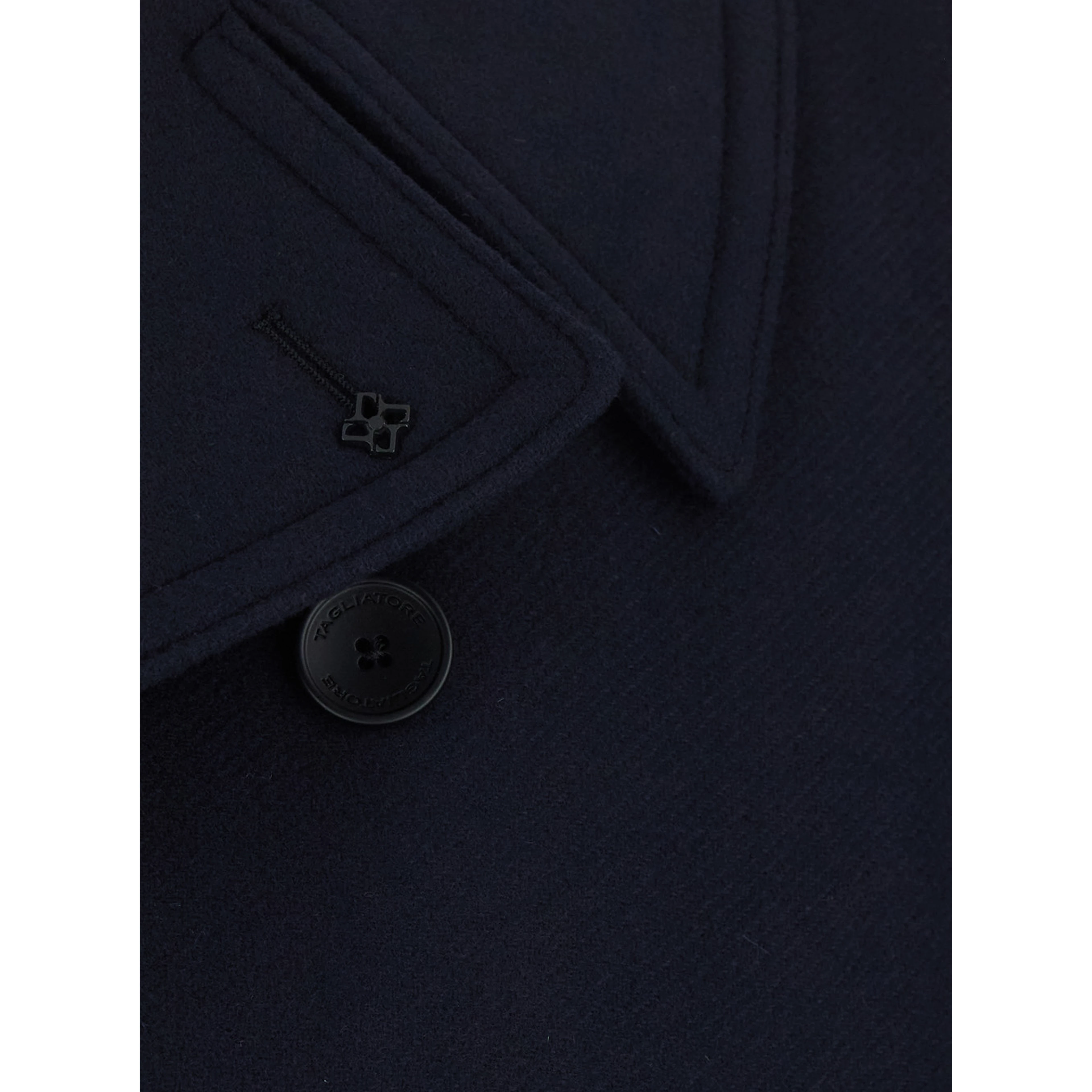 San Francisco Blue Double-Breasted Coat with Notched Revers in Wool Blend for Men