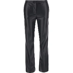 Black Pants with button closure in Ecoleather woman