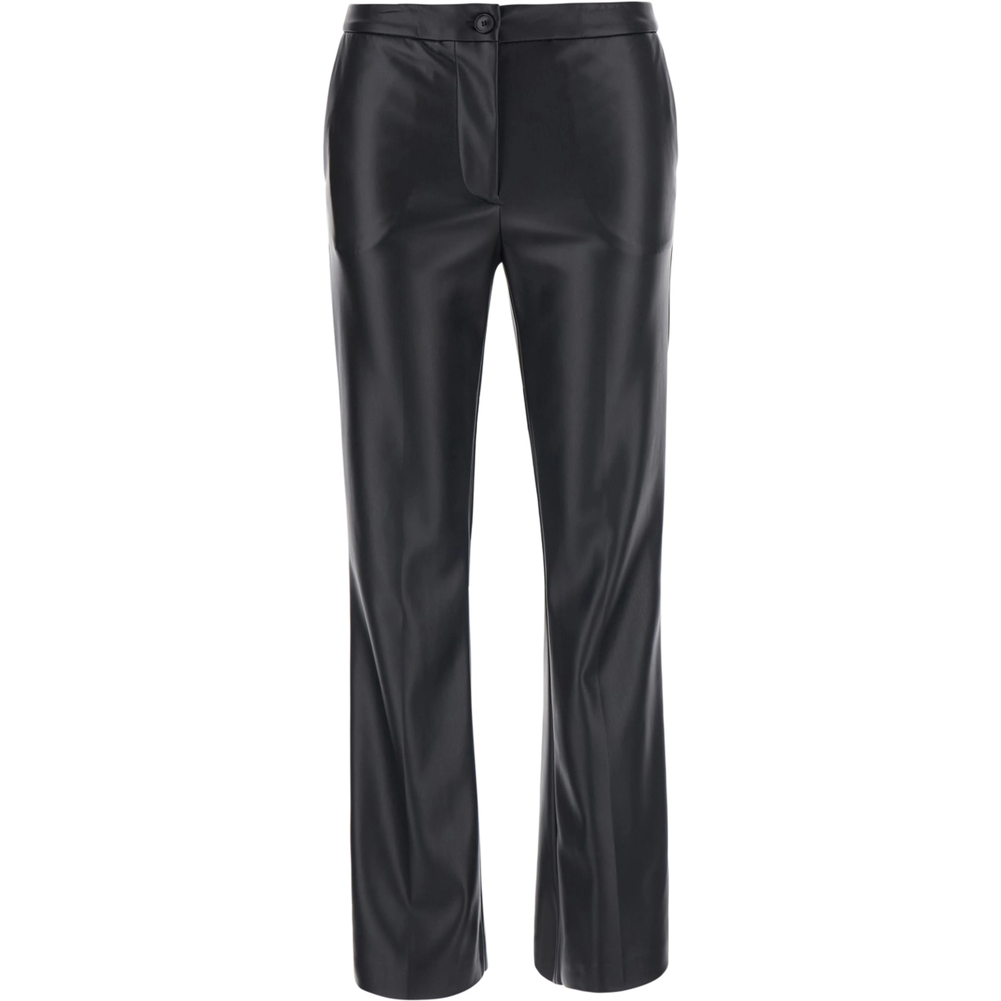 Black Pants with button closure in Ecoleather woman