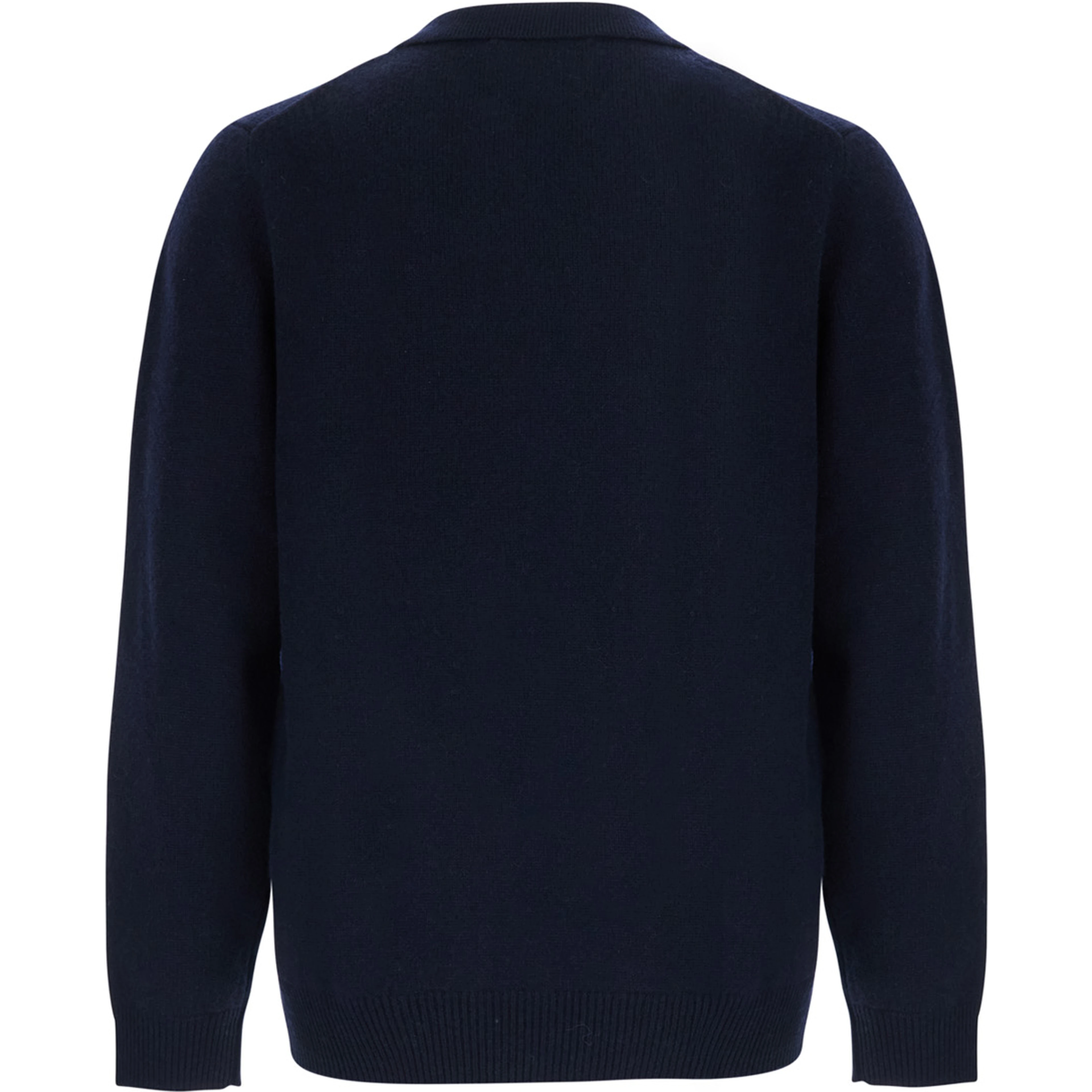 blue Polo Shirt with classic collar and ribbed hems in Cashmere for Women