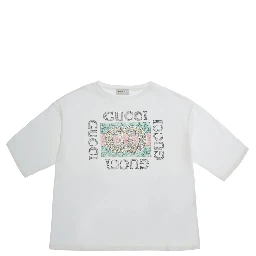White T-shirt with maxi logo print on the front in cotton Girl