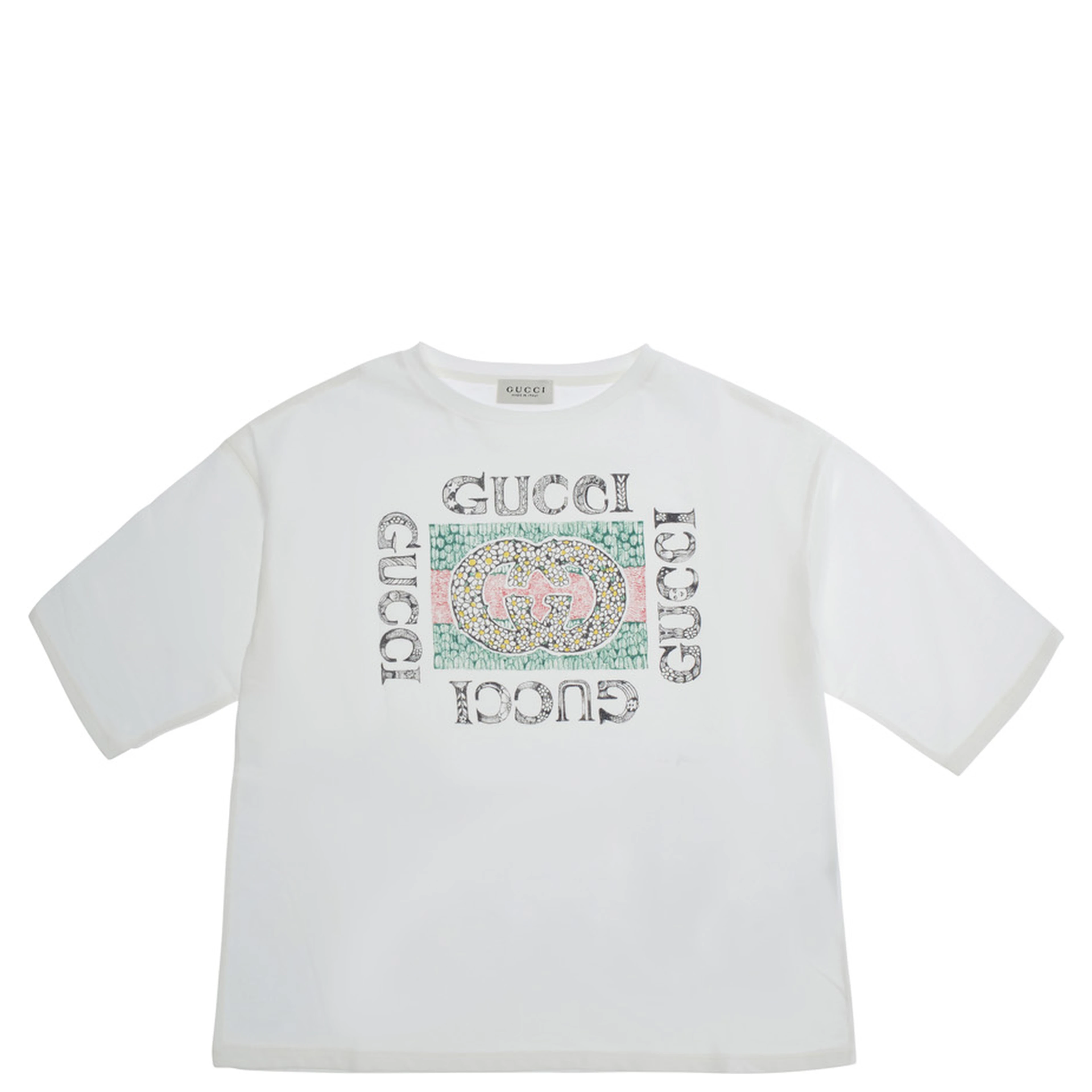 White T-shirt with maxi logo print on the front in cotton Girl