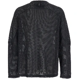 FuzzFleece AD Long Tee with Round Neck in Black Fabric for Women