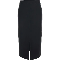 black Skirt with slit on front and back in Fabric and wool Woman