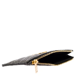 Card holder Cassandre with Zip and Crocodile-embossed Leather Logo Black Woman