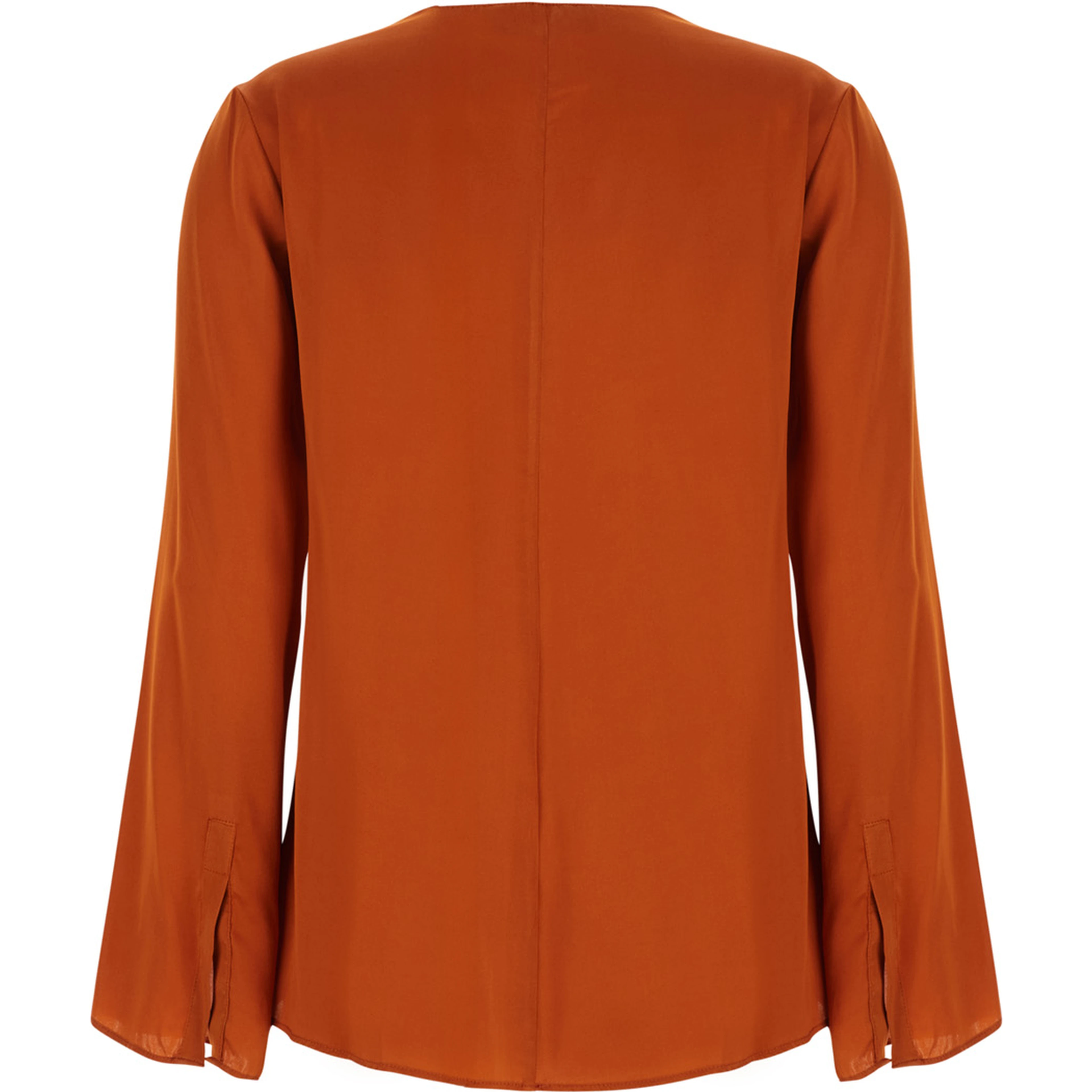 Orange V-Neck Top in Silk for Women