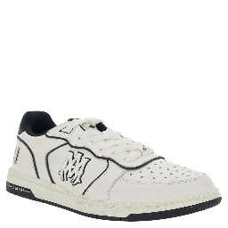 NEWPORT White Sneakers Low Top with Logo Patch on the Side and Contrasting Heel with Leather Logo Lettering for Men