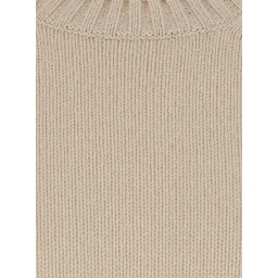 Cream white Crew Neck Sweater with Long Sleeves in Cashmere for Women