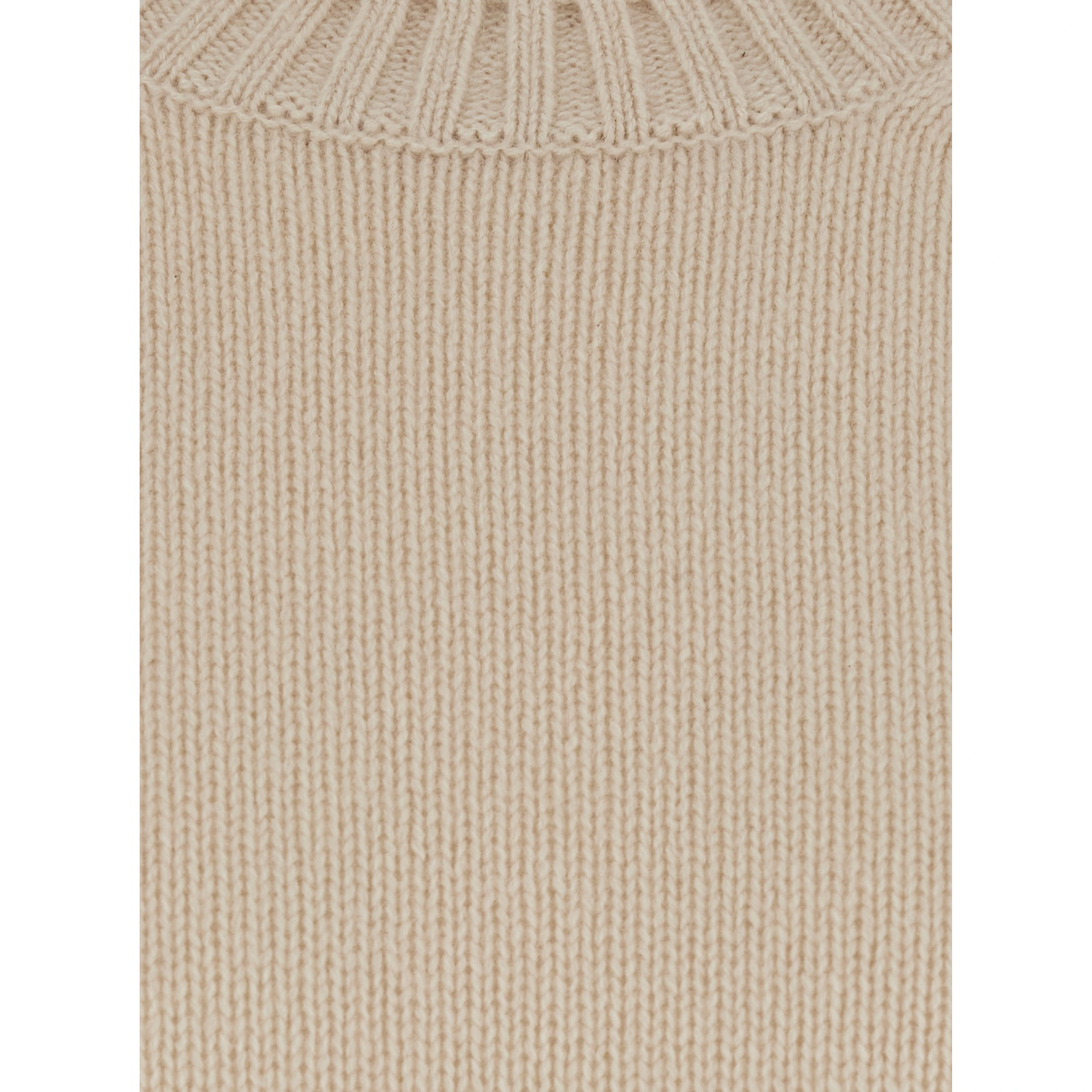 Cream white Crew Neck Sweater with Long Sleeves in Cashmere for Women