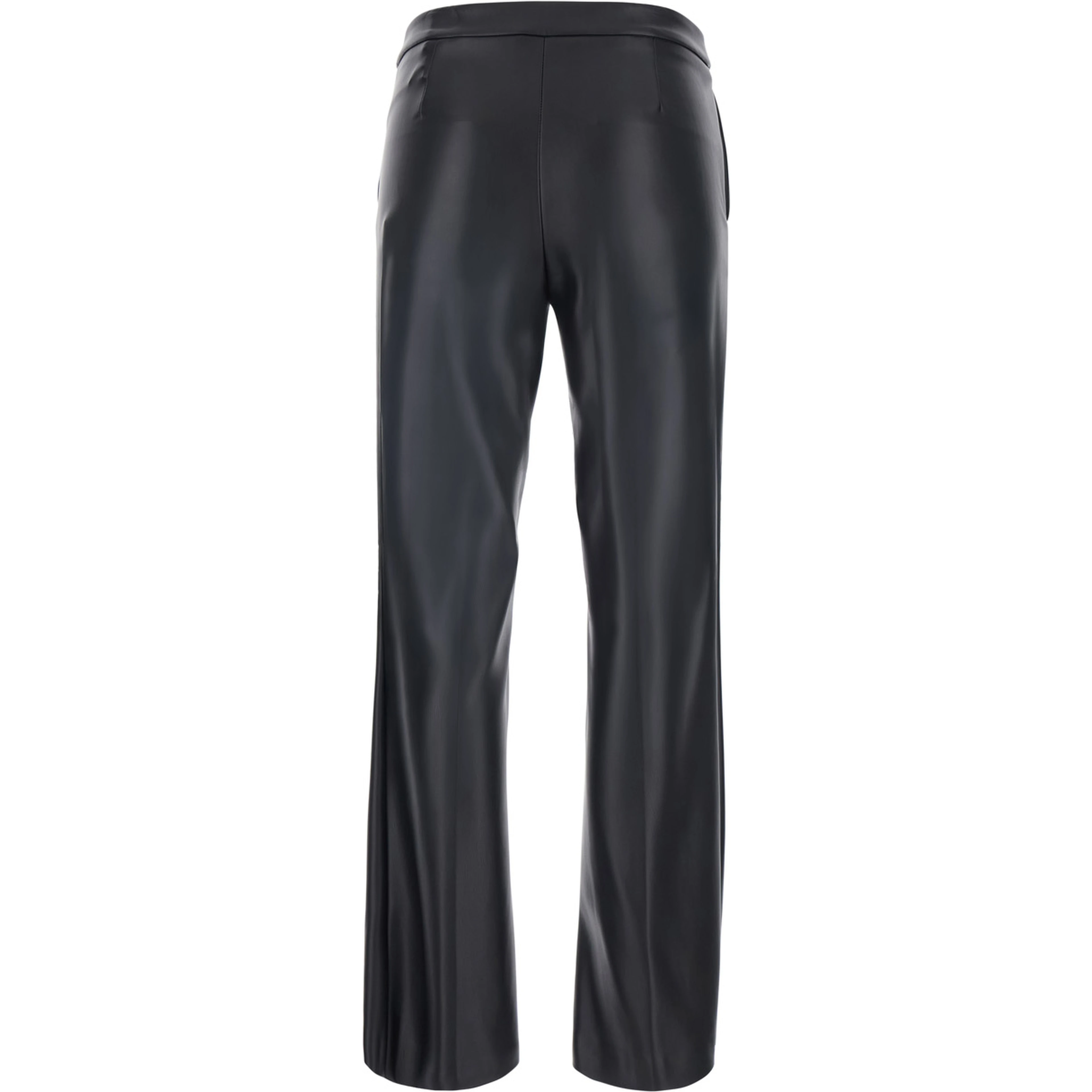 Black Pants with button closure in Ecoleather woman
