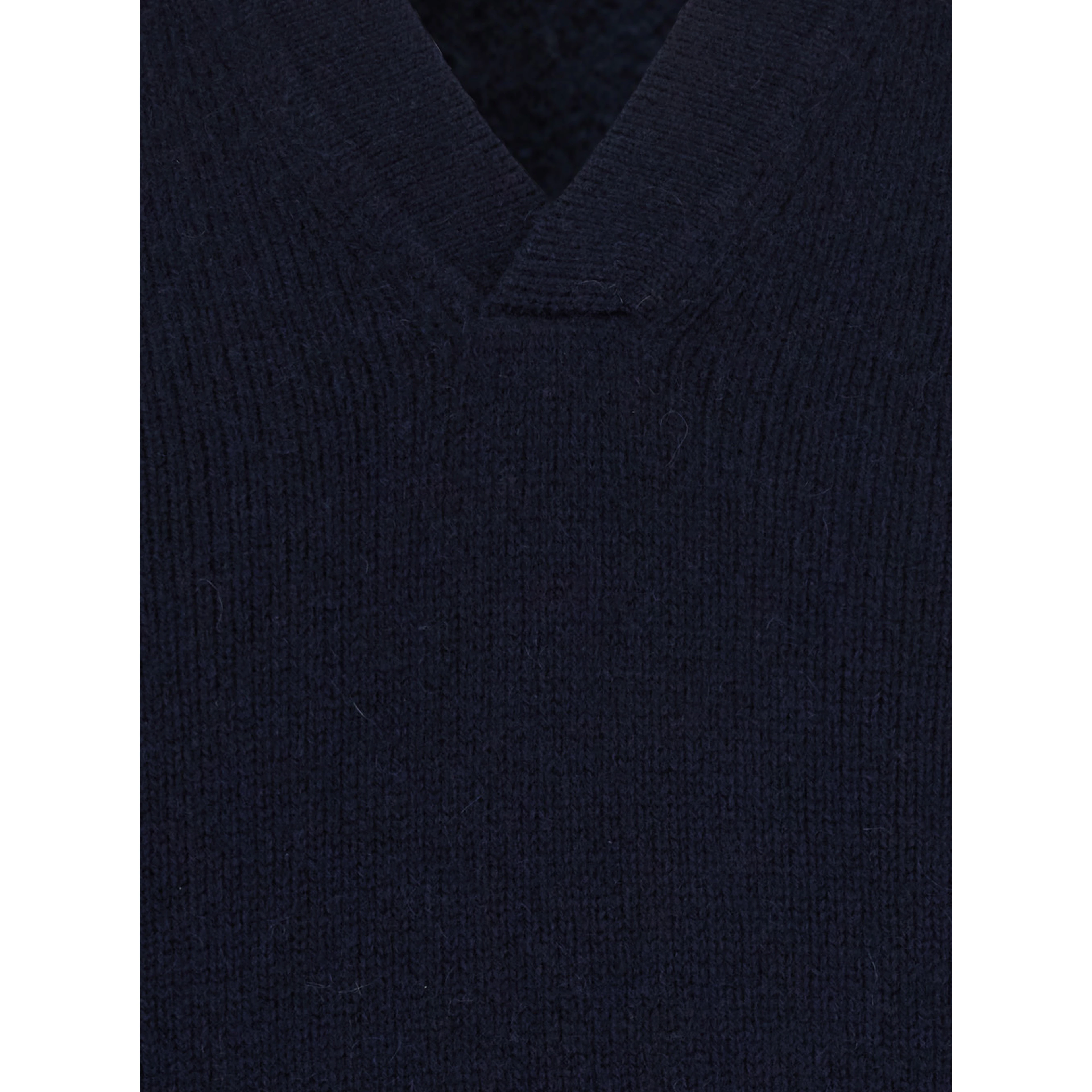 blue Polo Shirt with classic collar and ribbed hems in Cashmere for Women