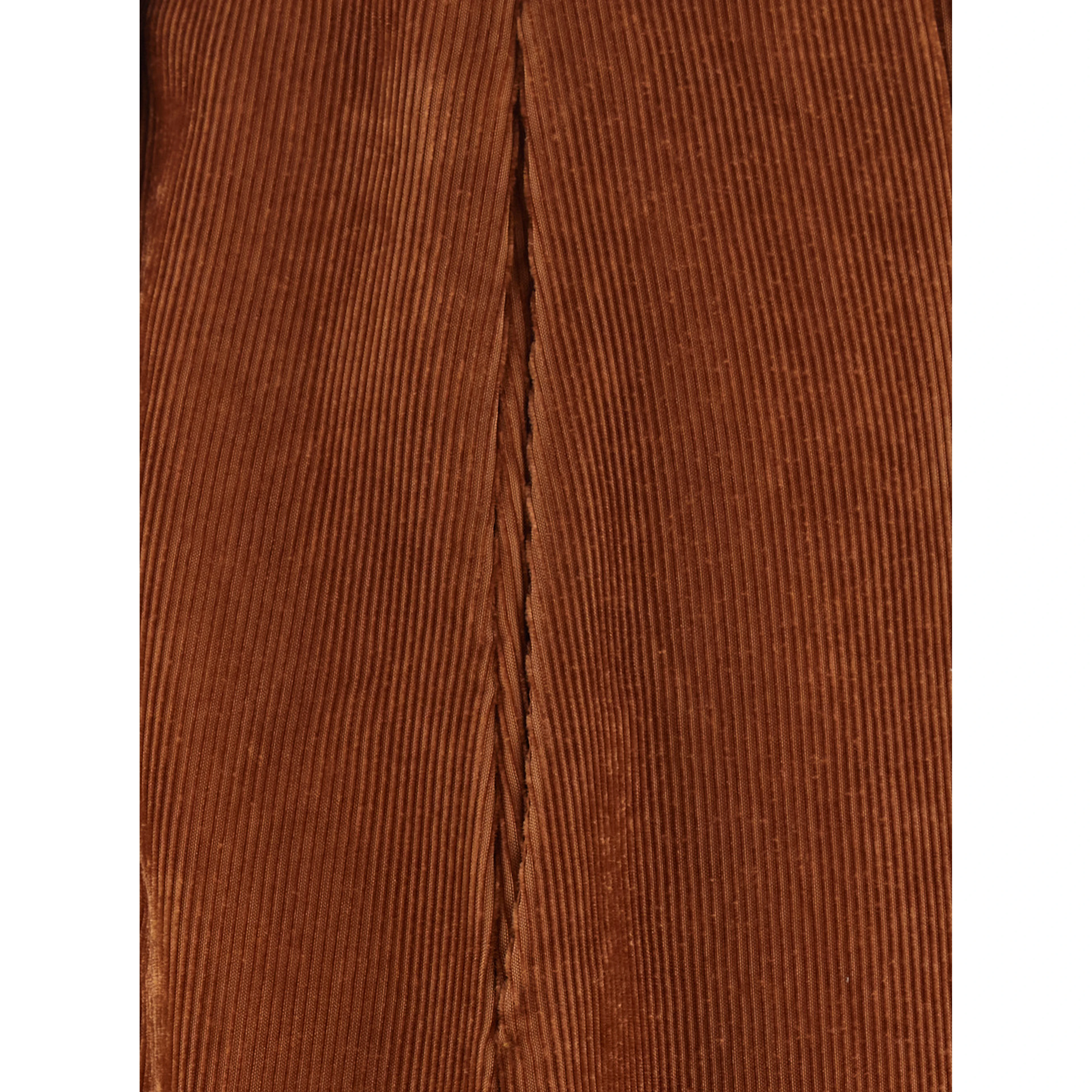 Brown pleated long skirt in corduroy for women