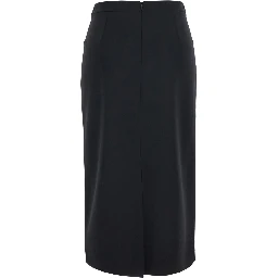 black Skirt with slit on front and back in Fabric and wool Woman