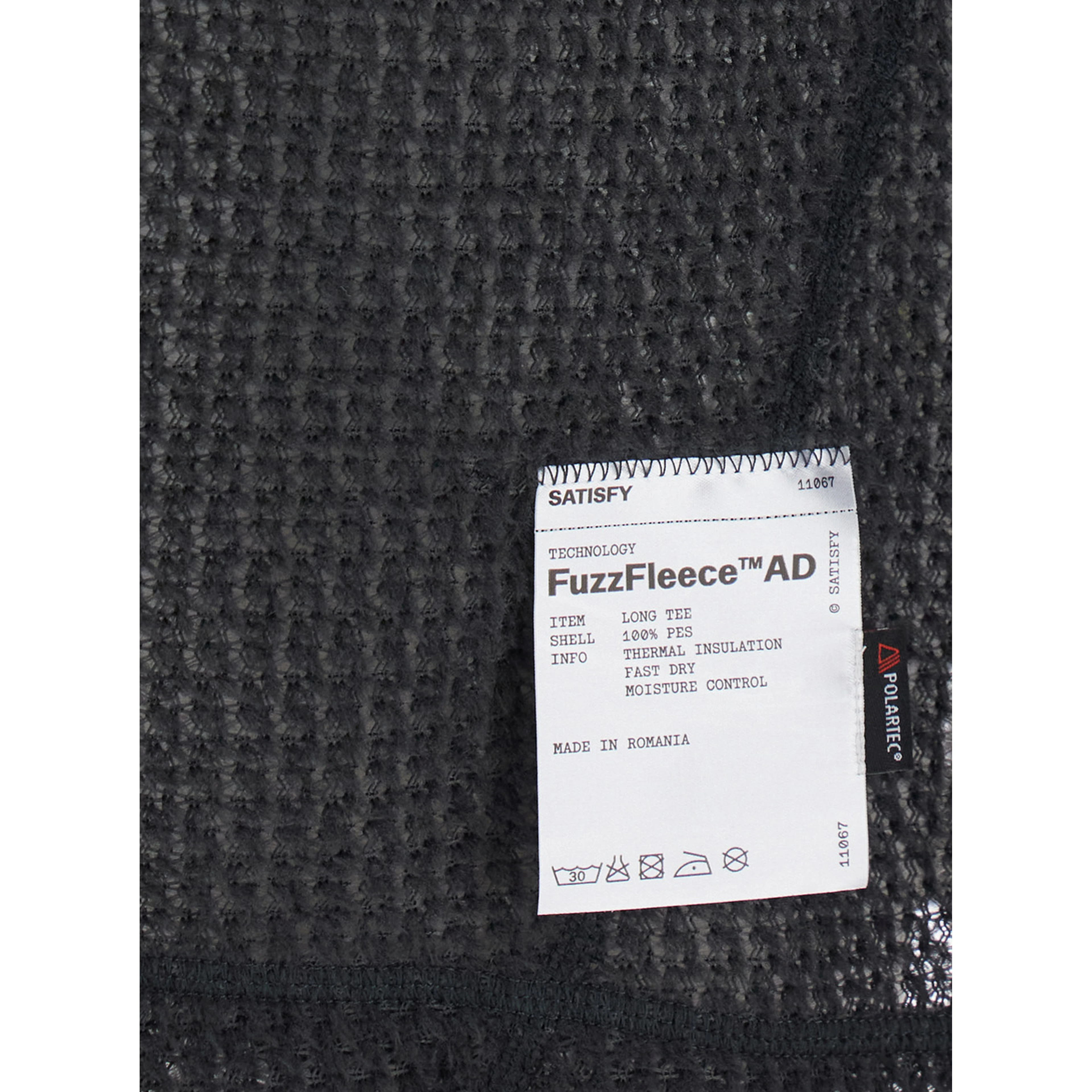 FuzzFleece AD Long Tee with Round Neck in Black Fabric for Women