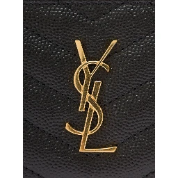 Card holder Cassandre with Zip and Crocodile-embossed Leather Logo Black Woman