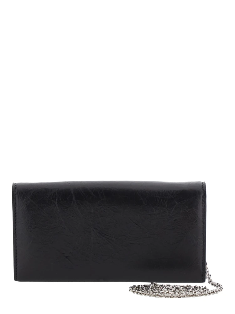 Black Crossbody bag with chain strap and FF plate on the front in leather for women alternative
