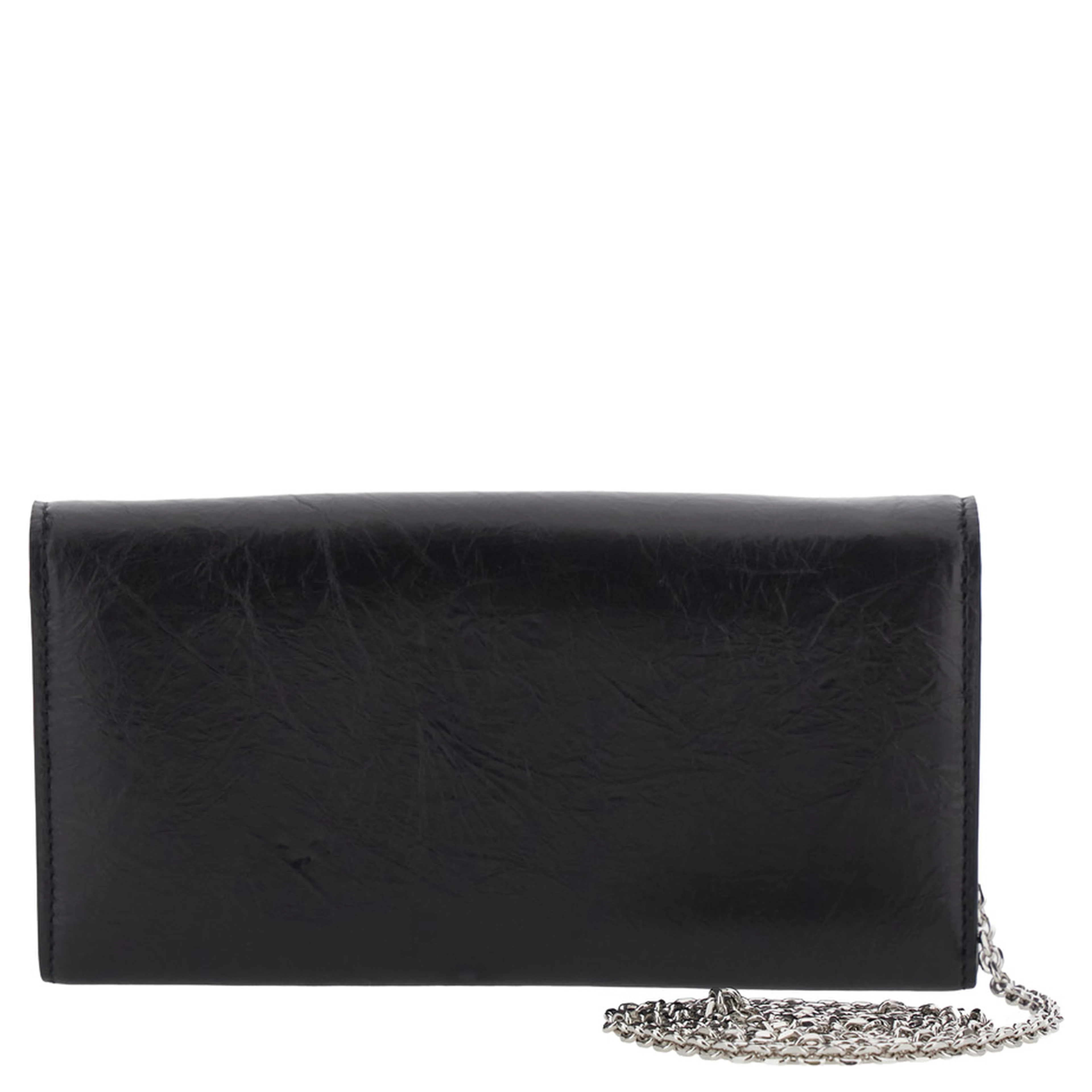 Black Crossbody bag with chain strap and FF plate on the front in leather for women