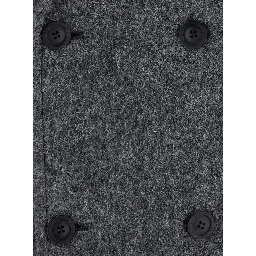 HAIRY PEAKED LAPEL DOUBLE COAT with notched revers and long sleeves. Made of wool, nylon, polyester, and alpaca. Color gray. Men.