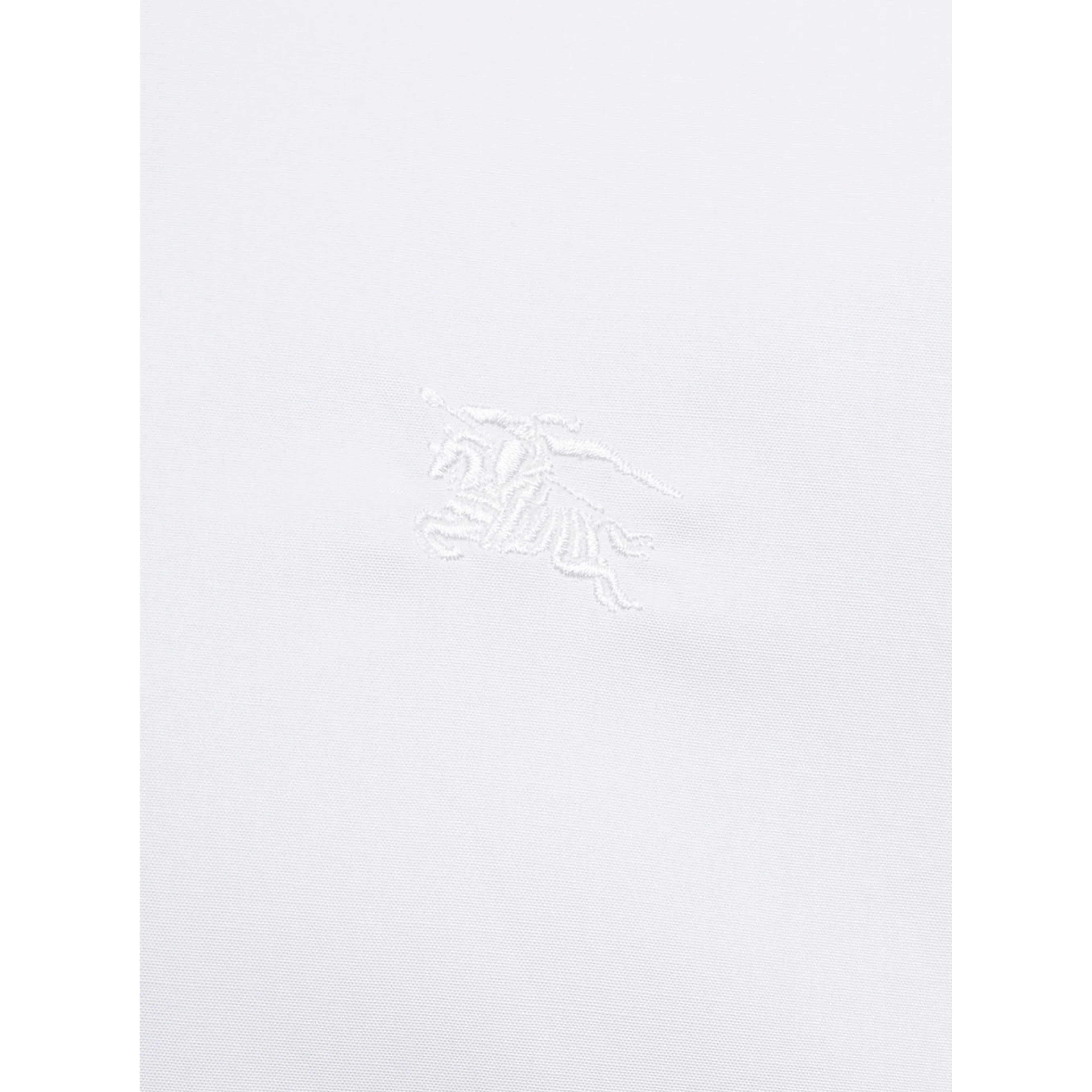 White Long Sleeve Shirt with Tone-on-Tone Embroidery in Stretch Cotton for Men