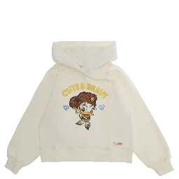 Hooded Sweatshirt with Logo Print on the Front in White Women