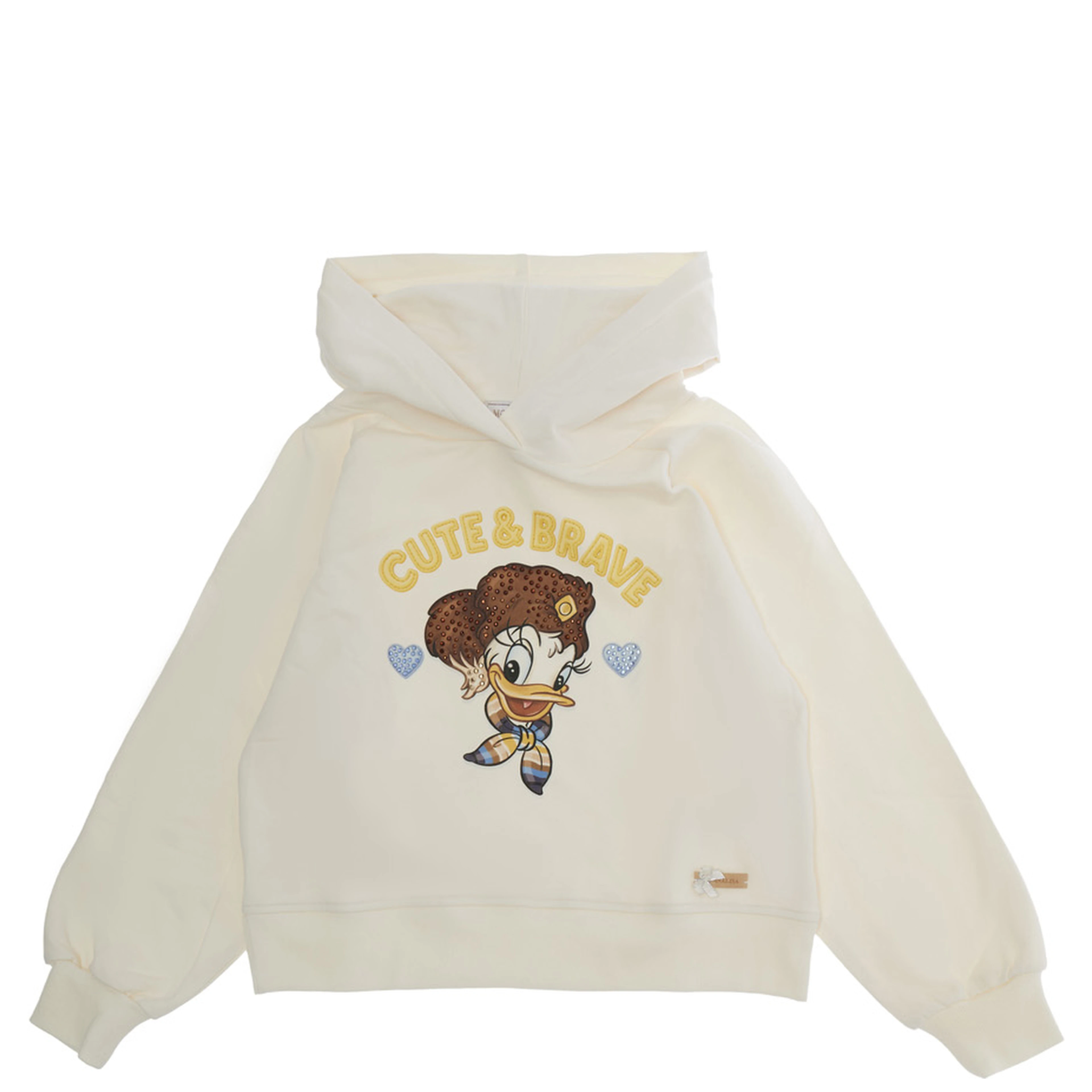 Hooded Sweatshirt with Logo Print on the Front in White Women
