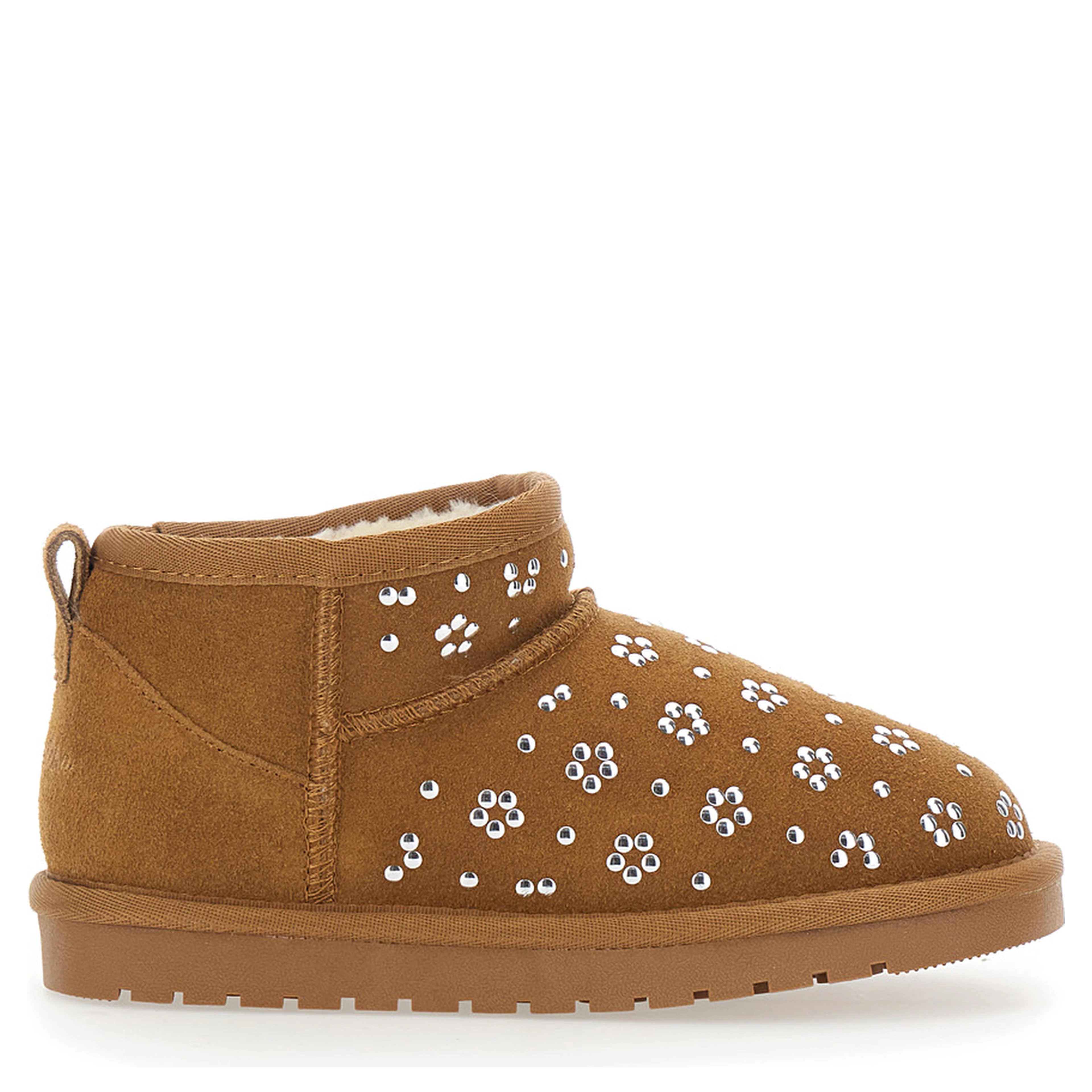 Beige Ankle Boots with Front Decoration in Suede for Girl