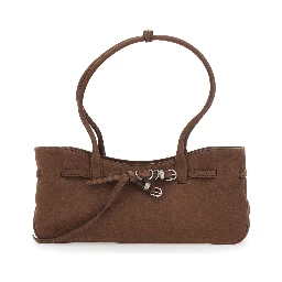 Grandma Used brown Shoulder bag with adjustable strap on the front in aged leather for women