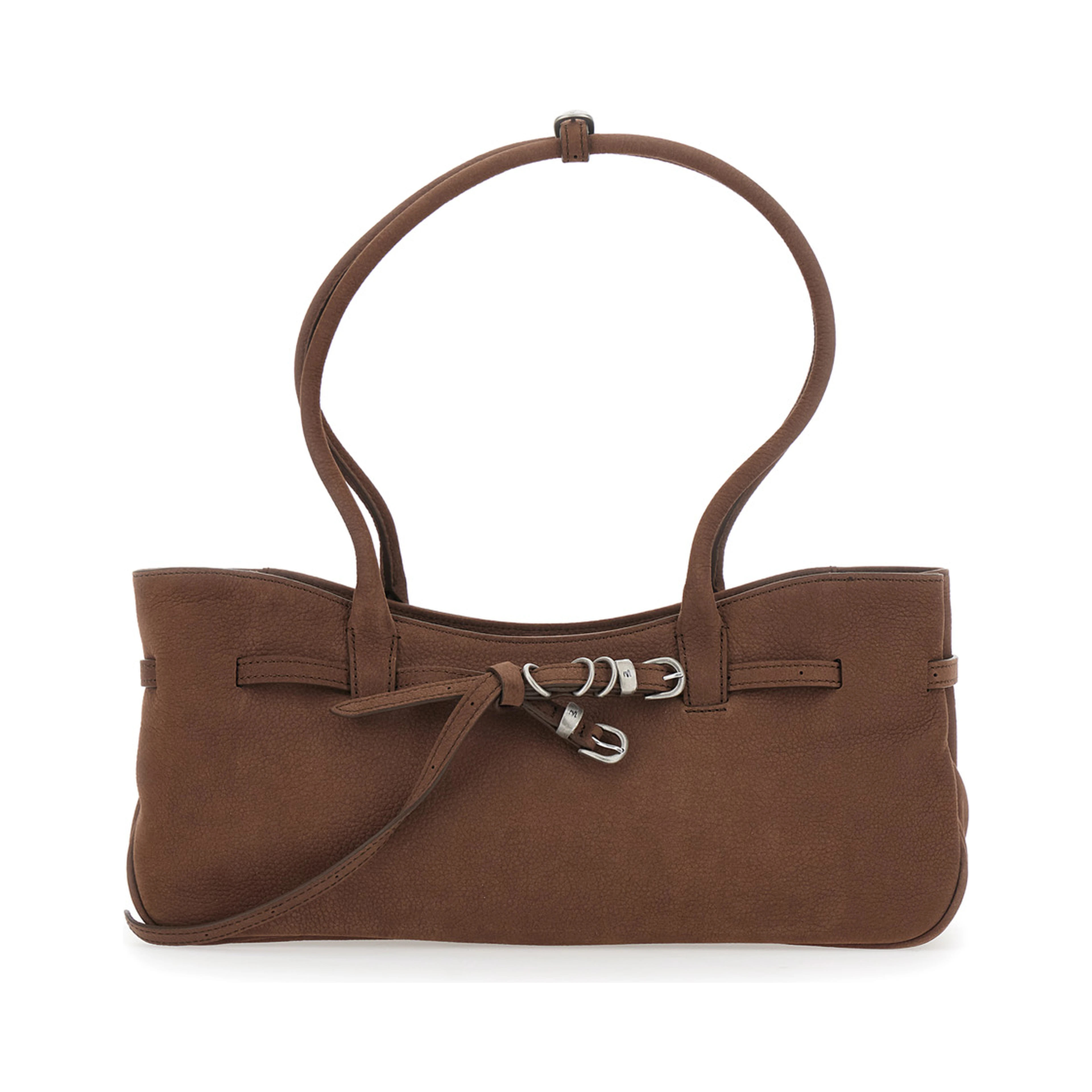 Grandma Used brown Shoulder bag with adjustable strap on the front in aged leather for women