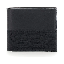 Dark Brown Bi-Fold Wallet with FF Motif in Leather and Fabric for Men