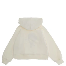 Hooded Sweatshirt with Logo Print on the Front in White Women