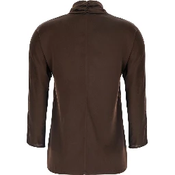 Brown Top with Bow Detail on the Neck in Silk for Women