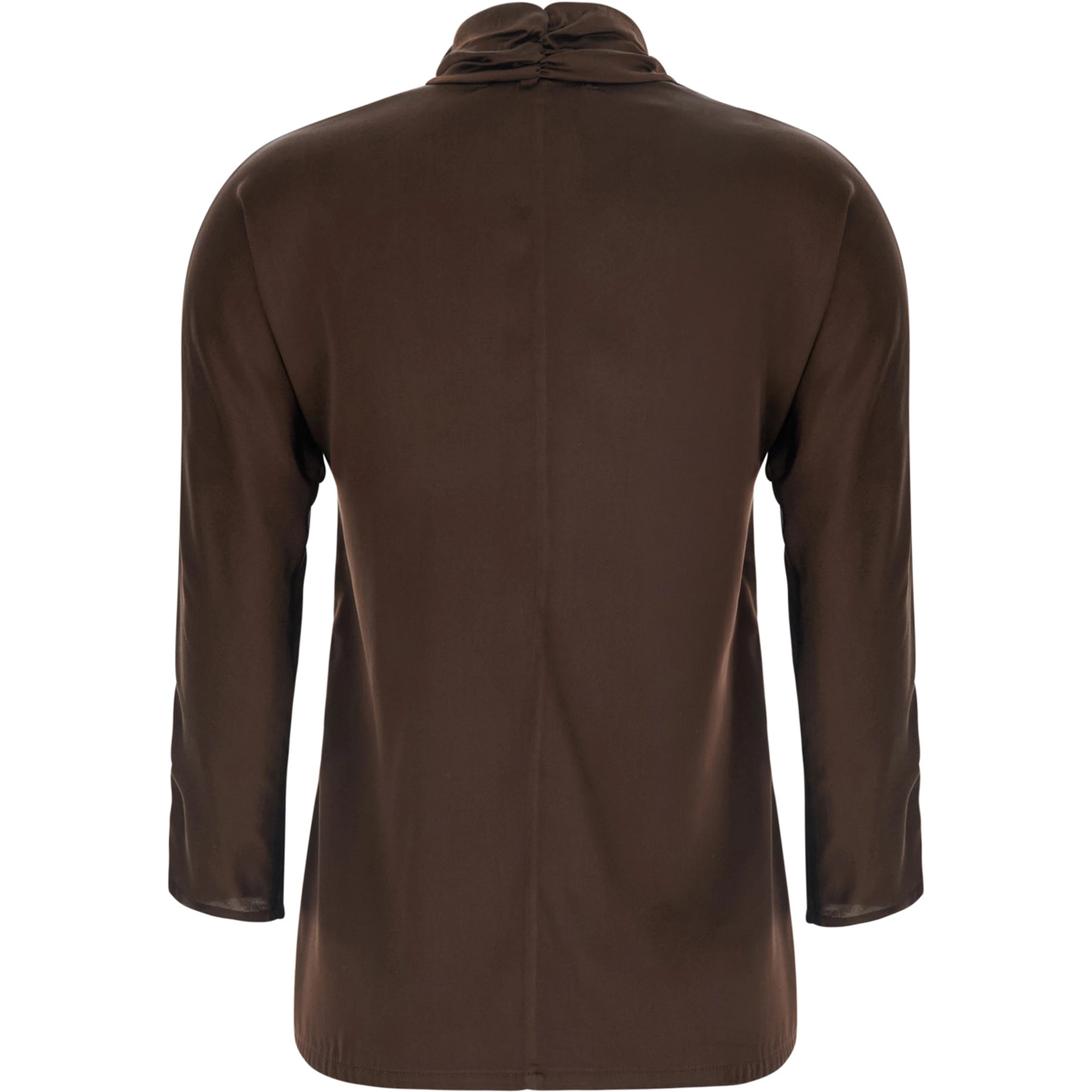 Brown Top with Bow Detail on the Neck in Silk for Women