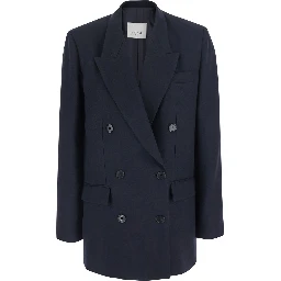 Double-breasted Jacket with Elegant Details in Blue for Women