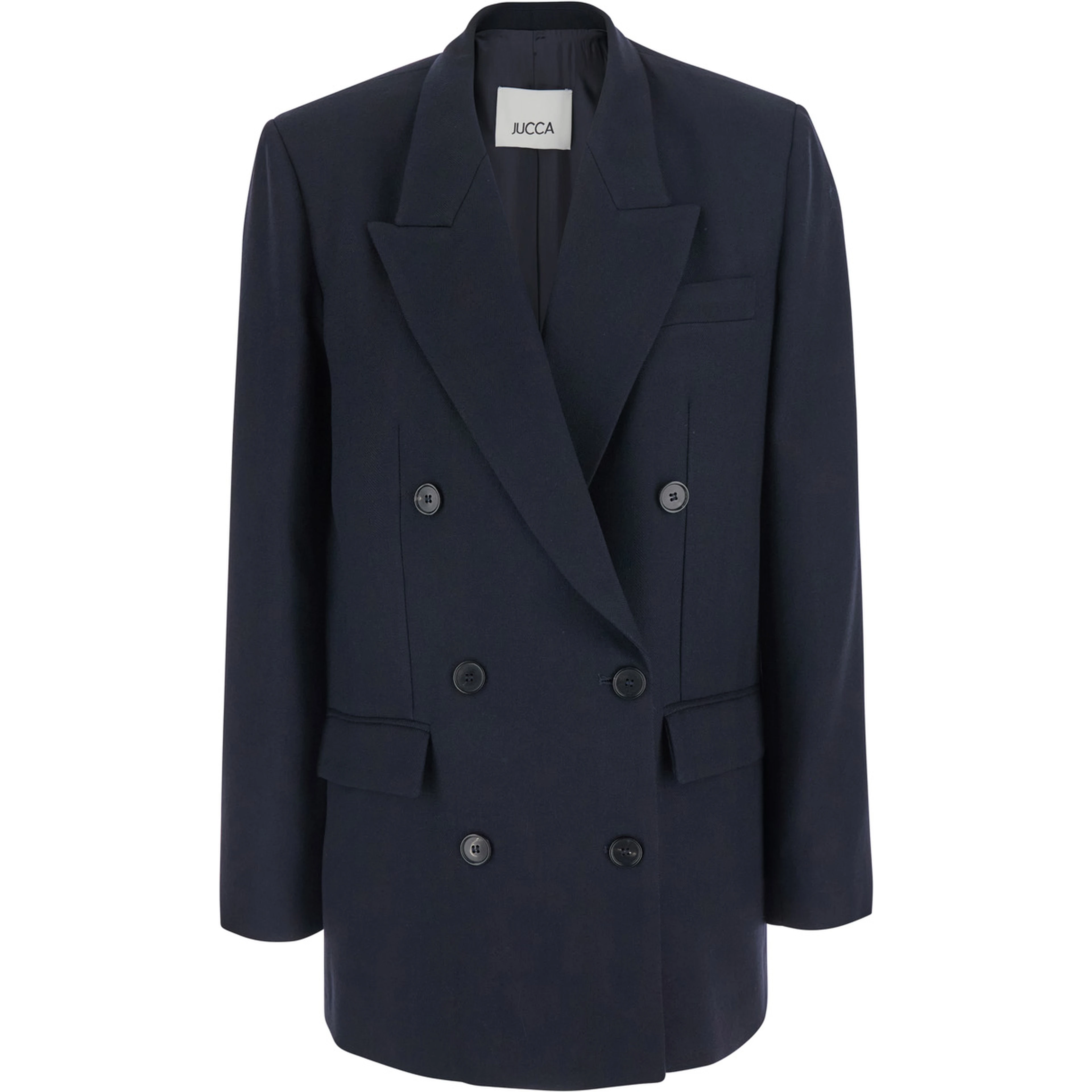 Double-breasted Jacket with Elegant Details in Blue for Women