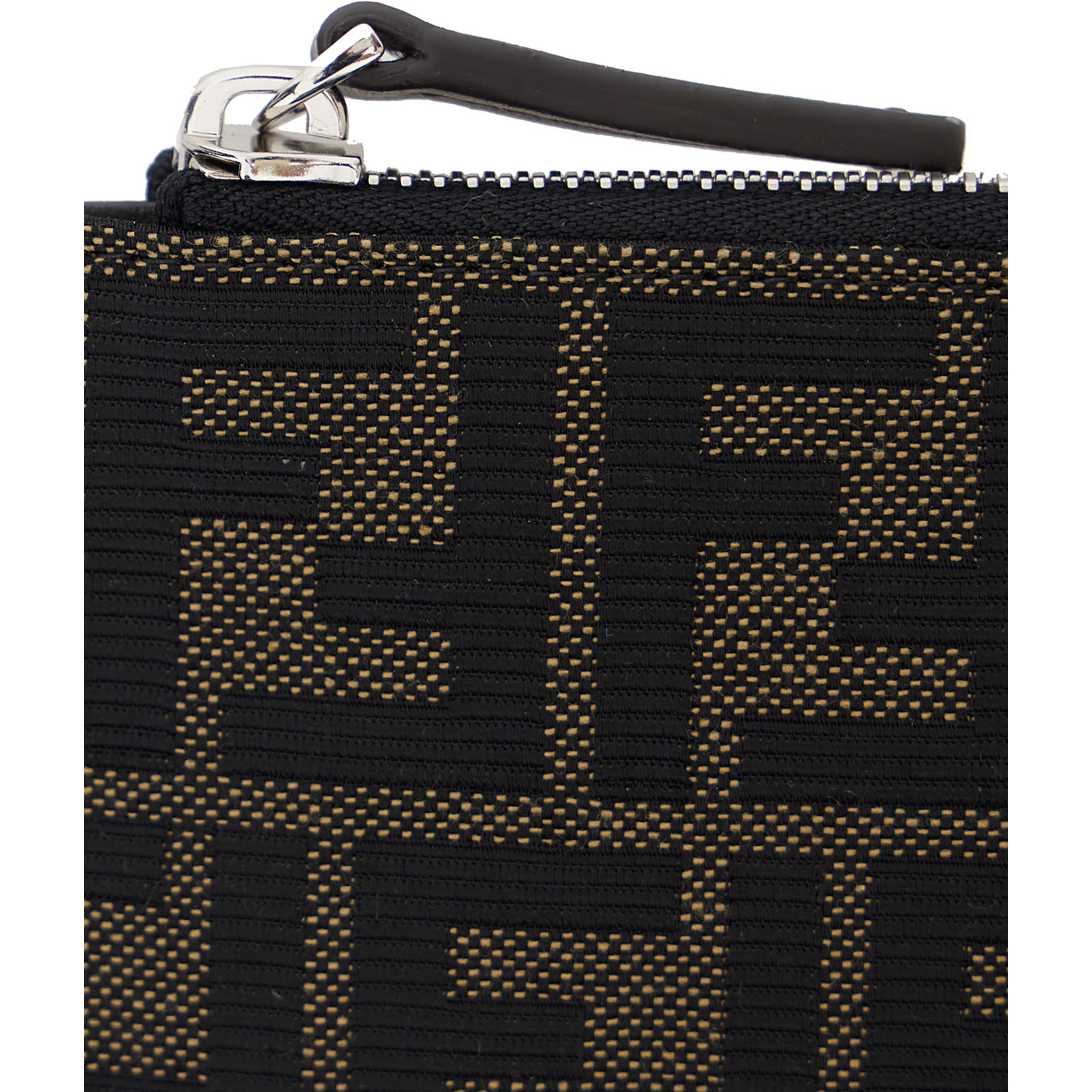 Brown Cardholder with FF all-over Motif in Leather and Fabric for men