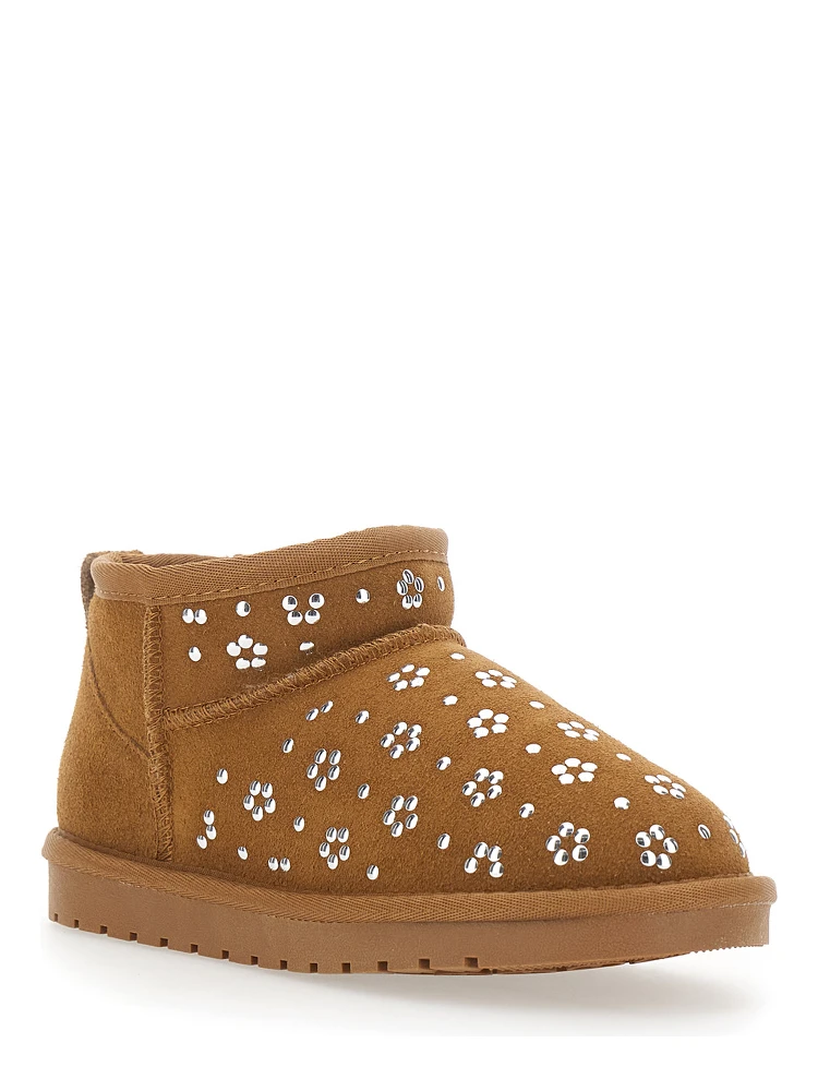 Beige Ankle Boots with Front Decoration in Suede for Girl alternative