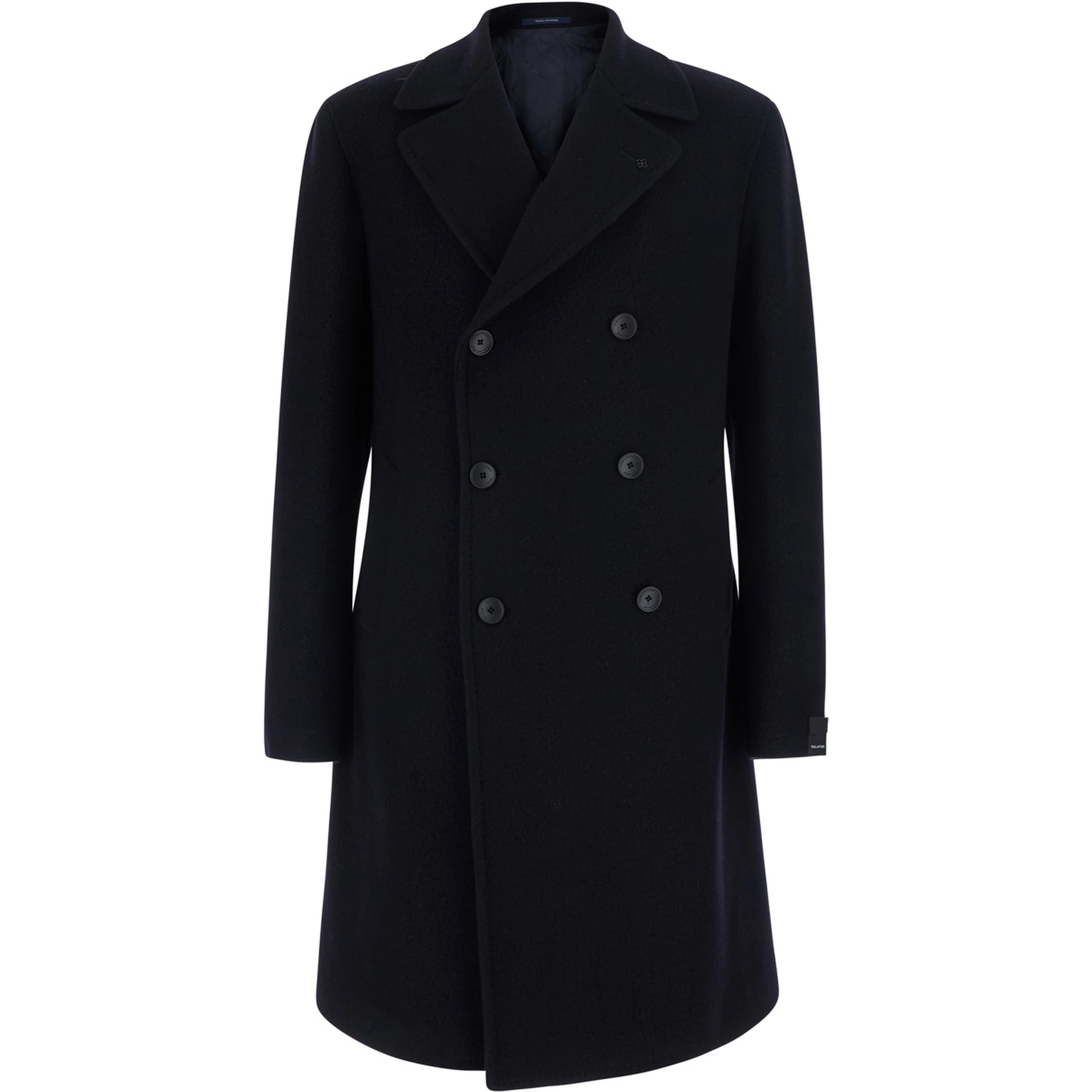 Arden Blue Double-breasted Coat with Notched Revers in Wool and Cashmere Men