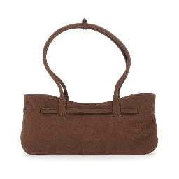 Grandma Used brown Shoulder bag with adjustable strap on the front in aged leather for women