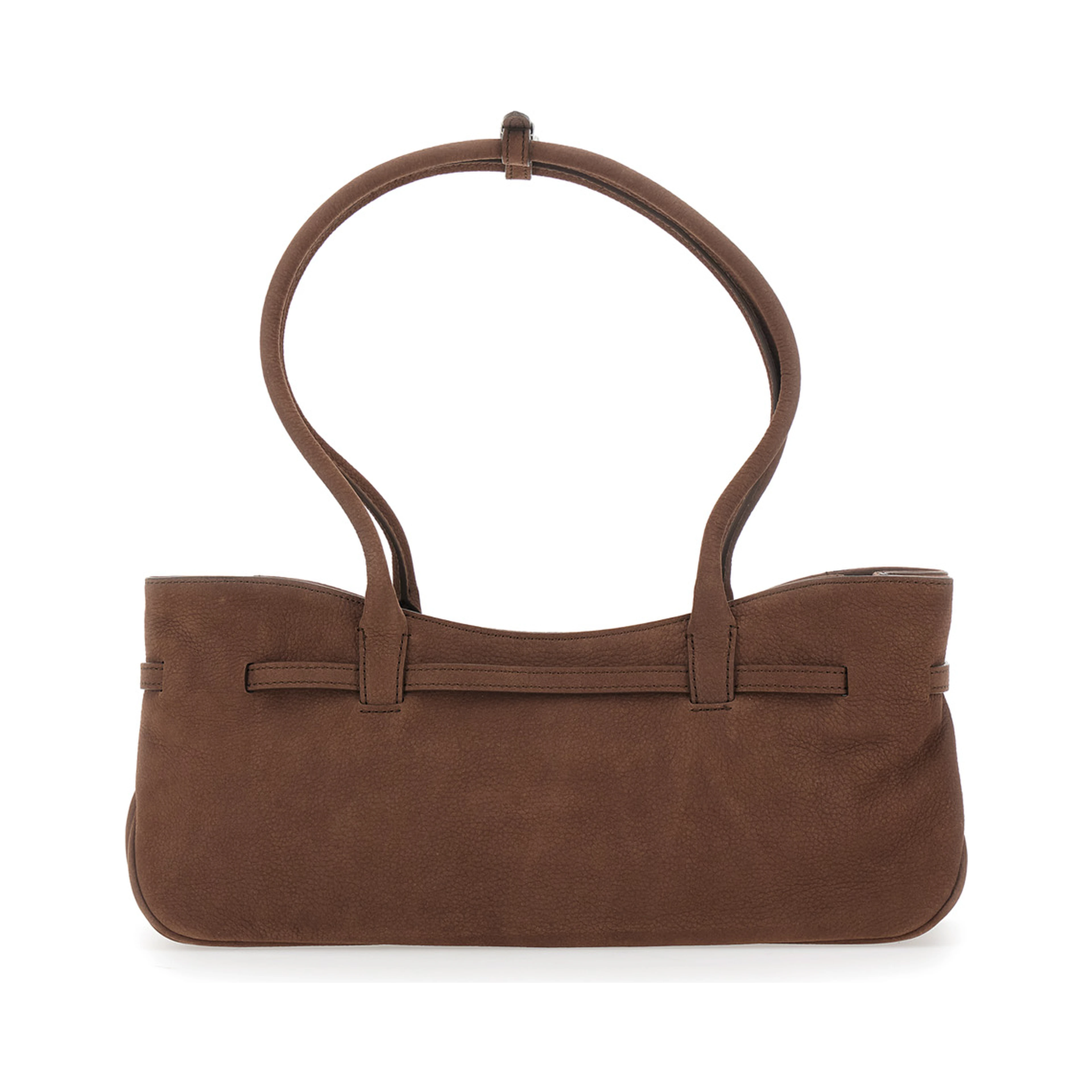 Grandma Used brown Shoulder bag with adjustable strap on the front in aged leather for women