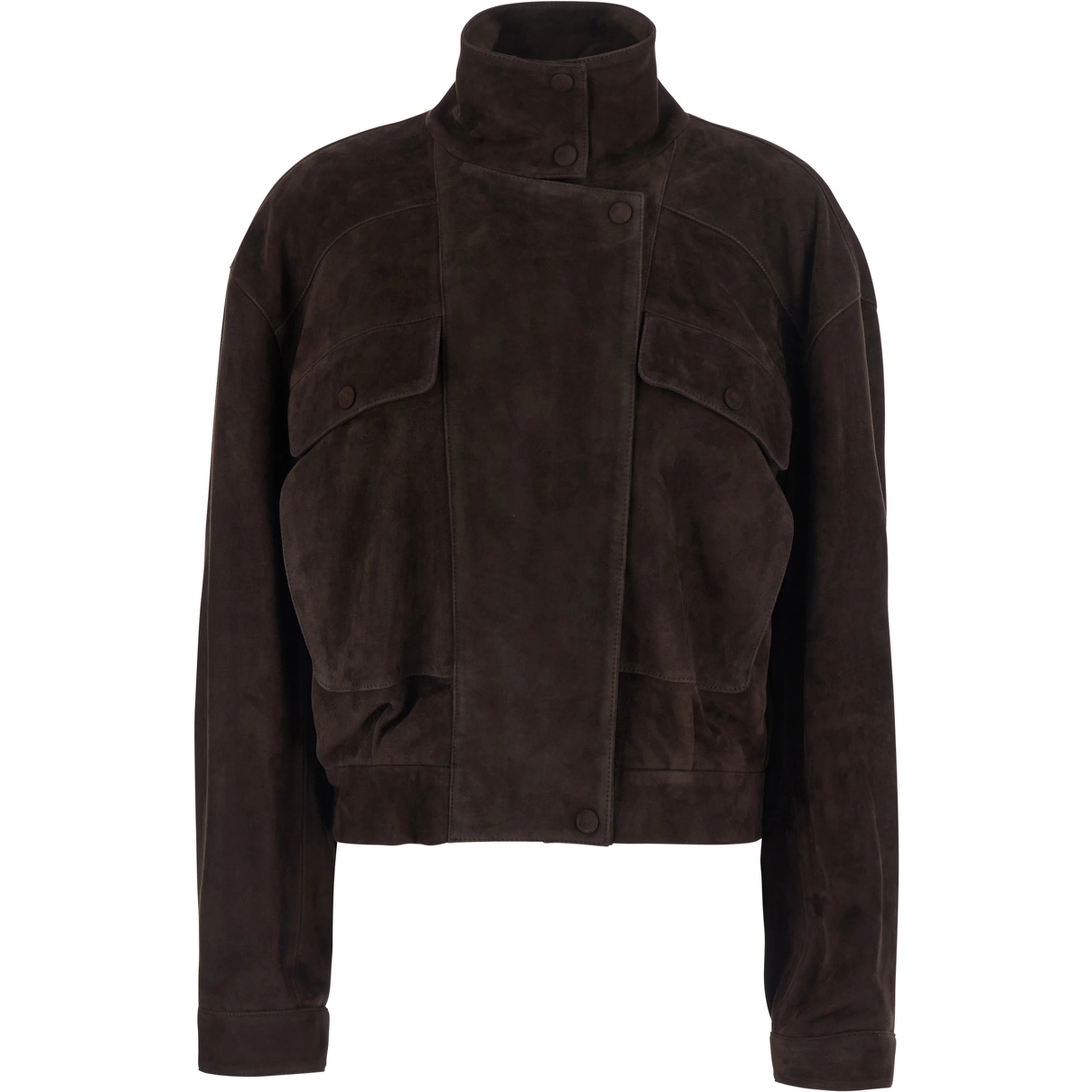 Quincy Brown Jacket with button high neck in suede for women